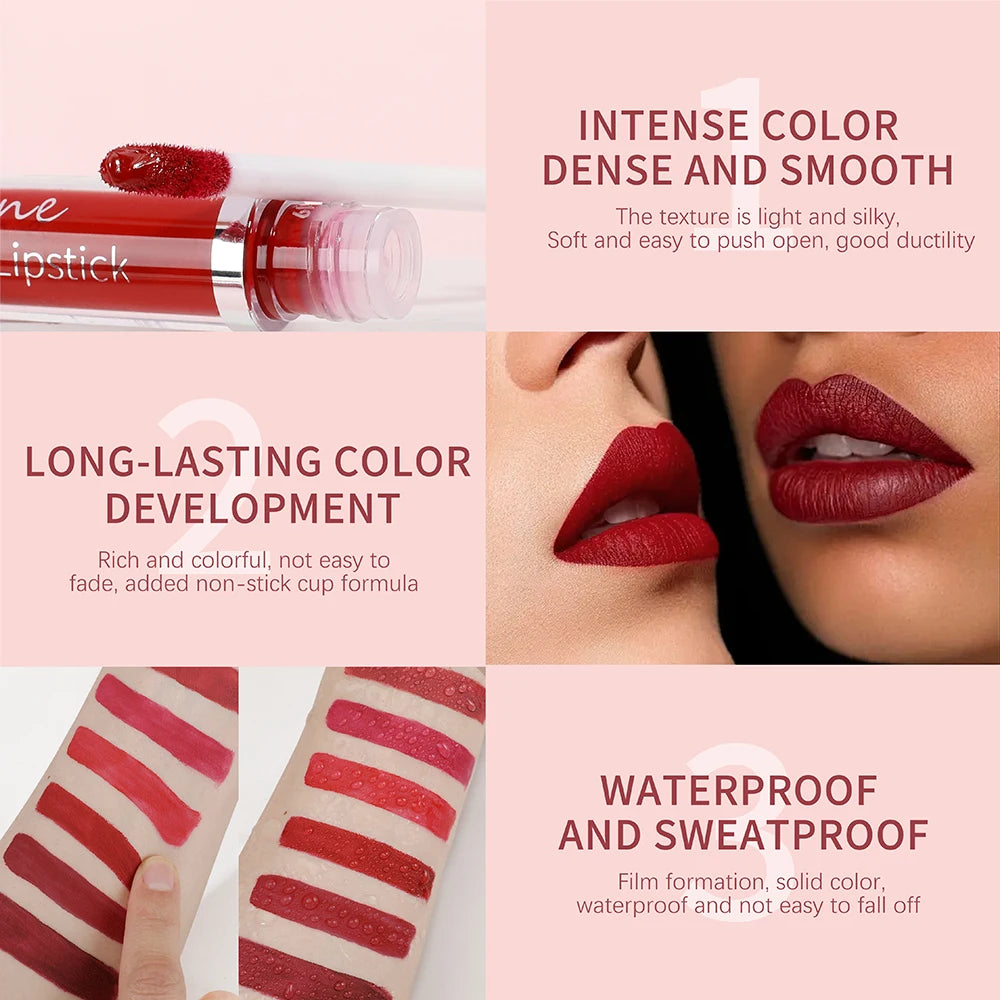 Matte Liquid Lipstick Waterproof Sexy Velvet Lip Glaze Long Lasting Moisturizing Lipstick